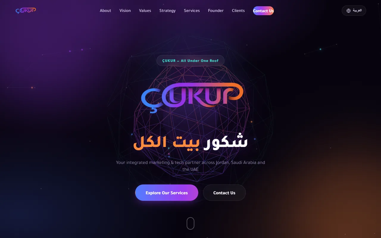 Landing page of the Cukur Agency site